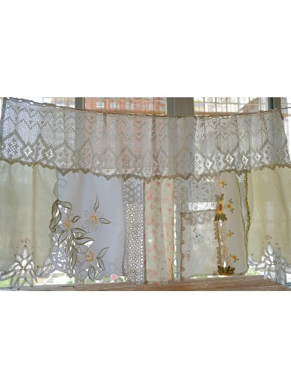 Sunflower and lily embroidered patchwork curtains