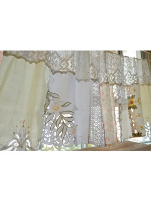 Sunflower and lily embroidered patchwork curtains