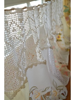 Sunflower and lily embroidered patchwork curtains