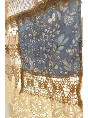 Bohemian style blue fabric tassel curtains
