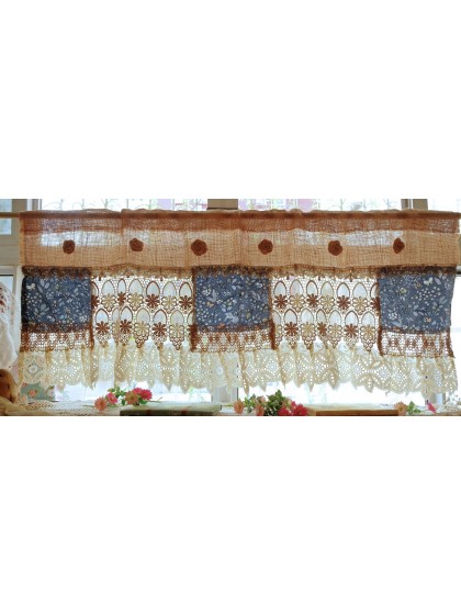 Bohemian style blue fabric tassel curtains