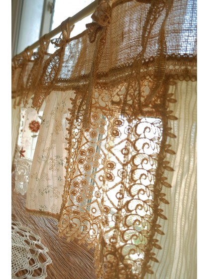 Elegant and rustic French country tulle curtains