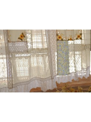 Ruffled curtains with sunflower embroidery