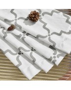 White and grey plaid print light filtering curtains
