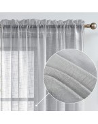 Gray open woven tulle curtains