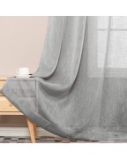 Gray open woven tulle curtains
