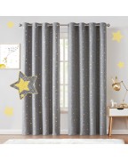 Grey and gold star pattern blackout curtains