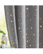 Grey and gold star pattern blackout curtains