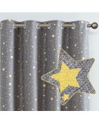 Grey and gold star pattern blackout curtains