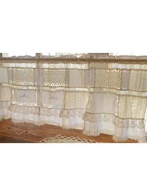 White Ivory Fabric Lace Farmhouse Curtains