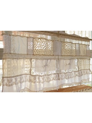 White Ivory Fabric Lace Farmhouse Curtains