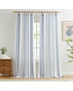 Dark blue printed bohemian light filtering curtains