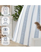 Dark blue printed bohemian light filtering curtains