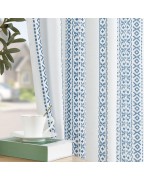 Dark blue printed bohemian light filtering curtains