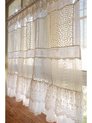 Handmade vintage lace curtain valance