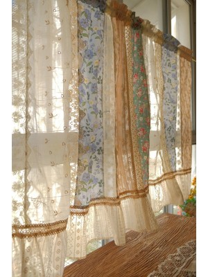 Shabby Chic Colorful Patchwork Curtain Valance