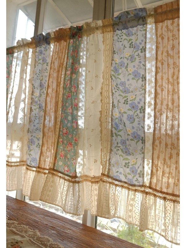 Shabby Chic Colorful Patchwork Curtain Valance