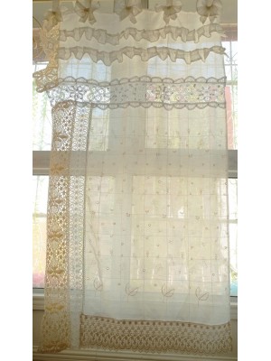 Design chic vintage lace tassel tulle curtain valance