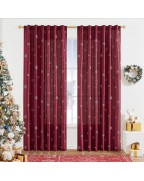 Burgundy white snowflake imitation silk curtain