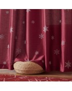 Burgundy white snowflake imitation silk curtain