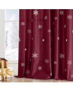 Burgundy white snowflake imitation silk curtain