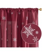 Burgundy white snowflake imitation silk curtain