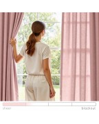 Pink linen-blend light-filtering curtains