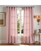 Pink linen-blend light-filtering curtains
