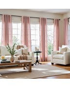 Pink linen-blend light-filtering curtains