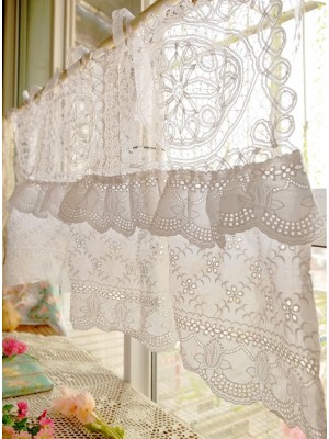 Pure white romantic lace decorative curtains