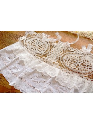 Pure white romantic lace decorative curtains