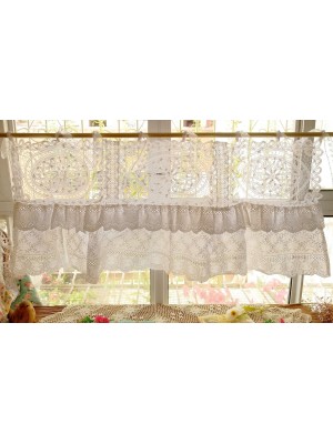 Pure white romantic lace decorative curtains