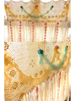 Pink Rose Lace Decorative Curtains