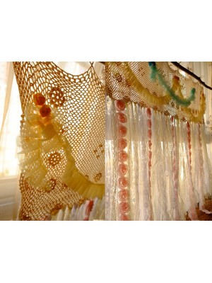 Pink Rose Lace Decorative Curtains