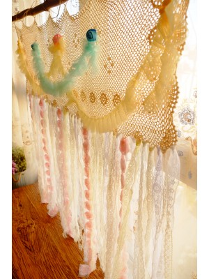 Pink Rose Lace Decorative Curtains