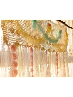 Pink Rose Lace Decorative Curtains
