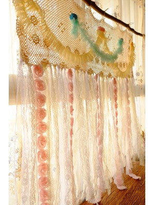 Pink Rose Lace Decorative Curtains