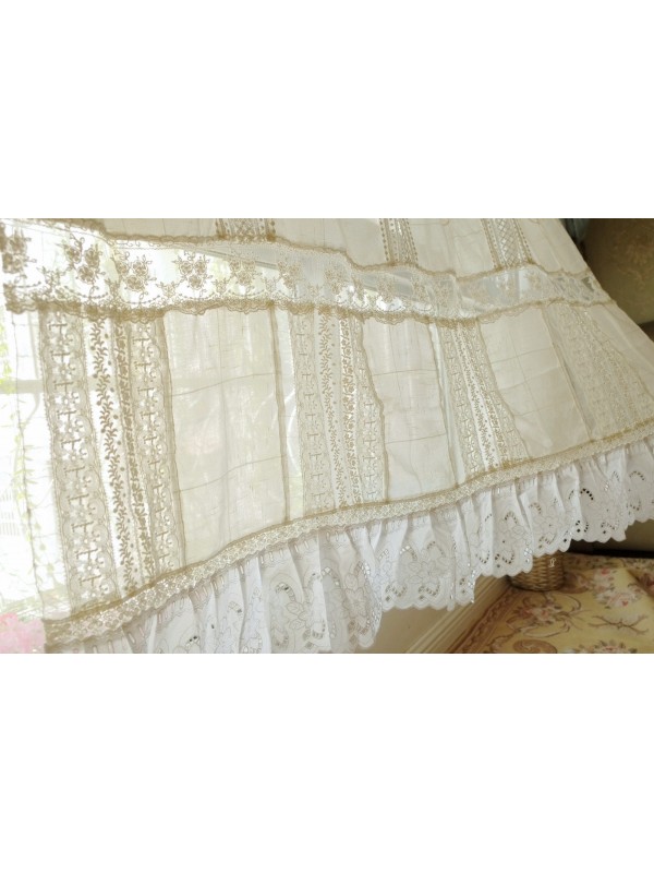 Farmhouse Lace Fringe Curtain Valance