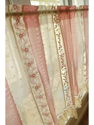 Pink Country Style Lace Tassel Curtains