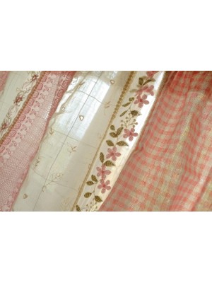 Pink Country Style Lace Tassel Curtains