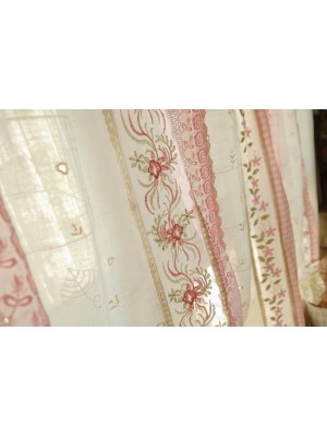 Pink Country Style Lace Tassel Curtains