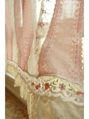 Pink Country Style Lace Tassel Curtains