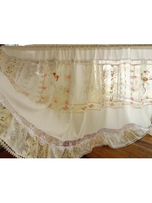 Ivory Cream Ruffled Lace Tie Curtains