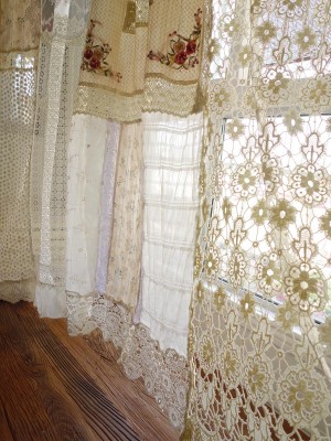 Vintage lace patchwork light curtains