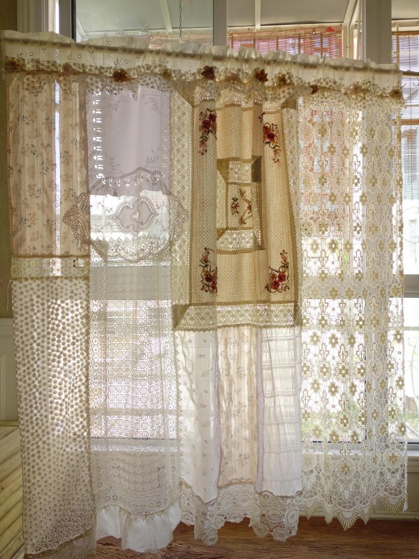 Vintage lace patchwork light curtains