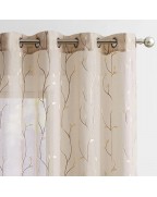 Beige Bohemian Sheer Linen Curtains