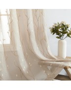 Beige Bohemian Sheer Linen Curtains