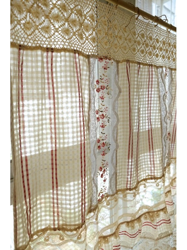 Rose lace crochet curtains