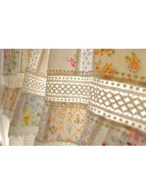 Patchwork ruffled lace curtain valance