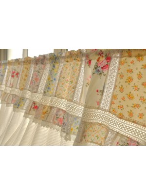 Patchwork ruffled lace curtain valance